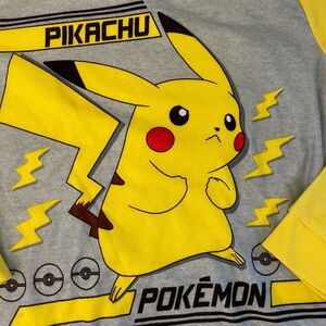 Pokemon Pikachu Yellow Gray Long Sleeve Fleece Shirt Boys 14 Girls 16 Soft Warm